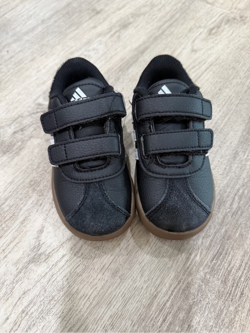 adidas Kids Black Sneakers with Brown Gum Sole